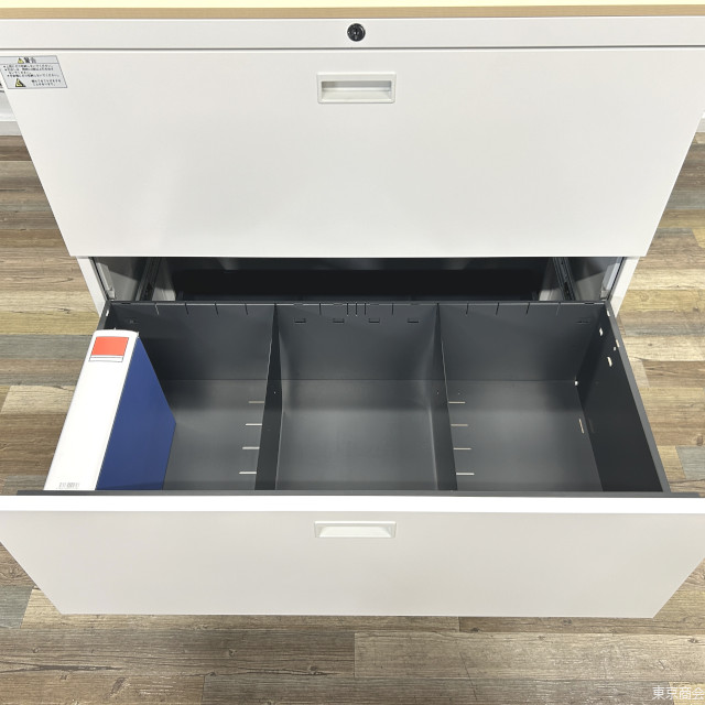 クロガネ ラテラル書庫 ３段 キャビネット スチール書庫 ラテラルキャビネット 収納庫 本棚 書棚 カギ付き書庫 鍵付き書庫 ホワイト色  スチールキャビネット ３段書庫 保管庫 収納棚 W900×D450×H1120 くろがね くろがね工作所 JH-GU109A3N【中古オフィス家具】【中古  