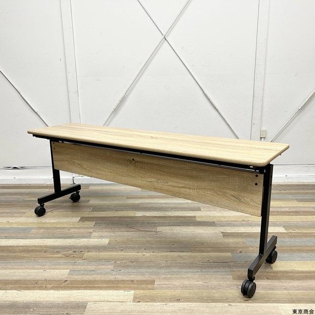 会議用折り畳みテーブル スタッキングタイプ 棚付 幕板付 w1800 KV1845