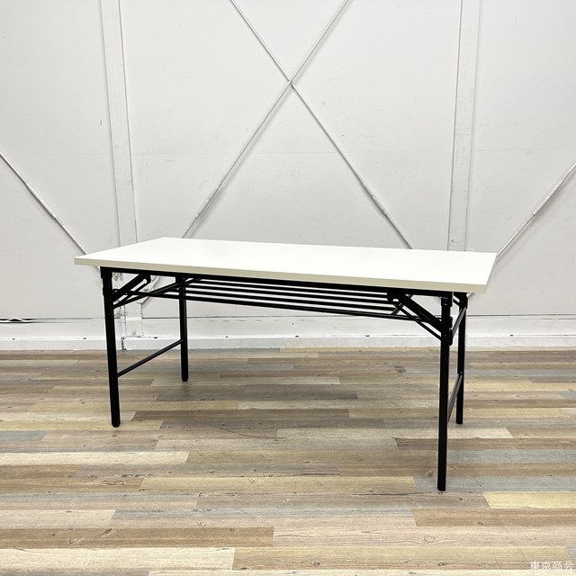 折り畳みテーブル 棚付き W1500 ホワイト 1560