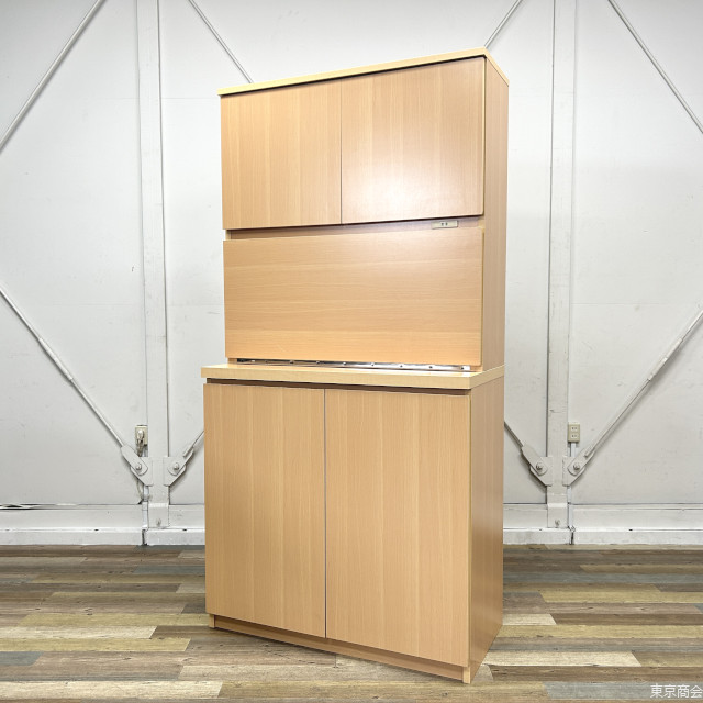 コクヨ ビジネスキッチンシリーズ 木製食器収納ユニット W900 ライトナチュラル BK-W110PP2N3