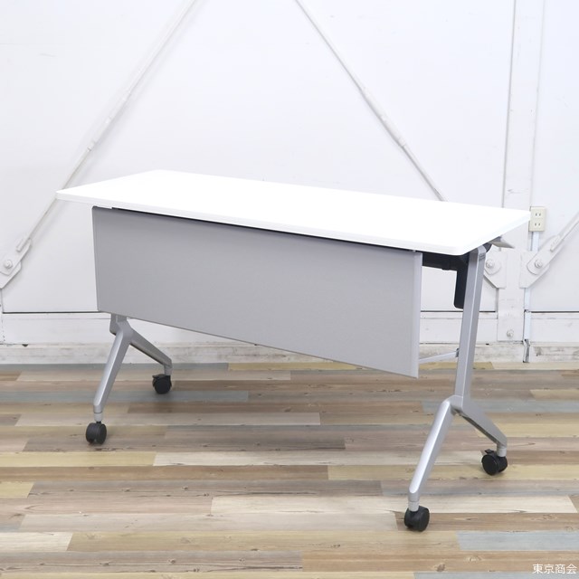 コクヨ リーフライン 折り畳み会議テーブル サイドスタック ホワイト 幕板パネル付き KTT-1204PAW